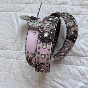 Blazin Roxx womens  M western Y2k pink camo rhinestone studded leather belt